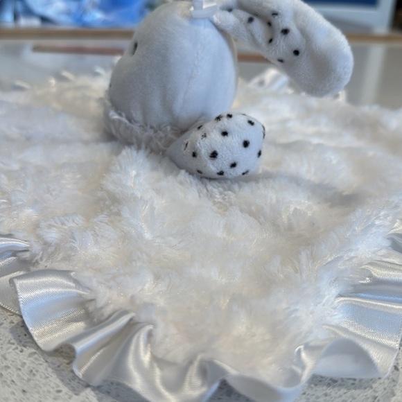 2010 Baby Starters White Polka Dot Bunny Rabbit Security Blanket Lovey Rattle - Picture 4 of 9
